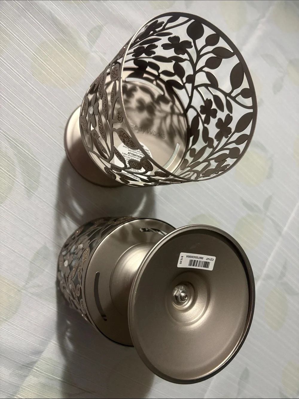 Metal Floral Candle Holder - Champagne Finish